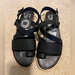SOREL black sandals. Size 6.